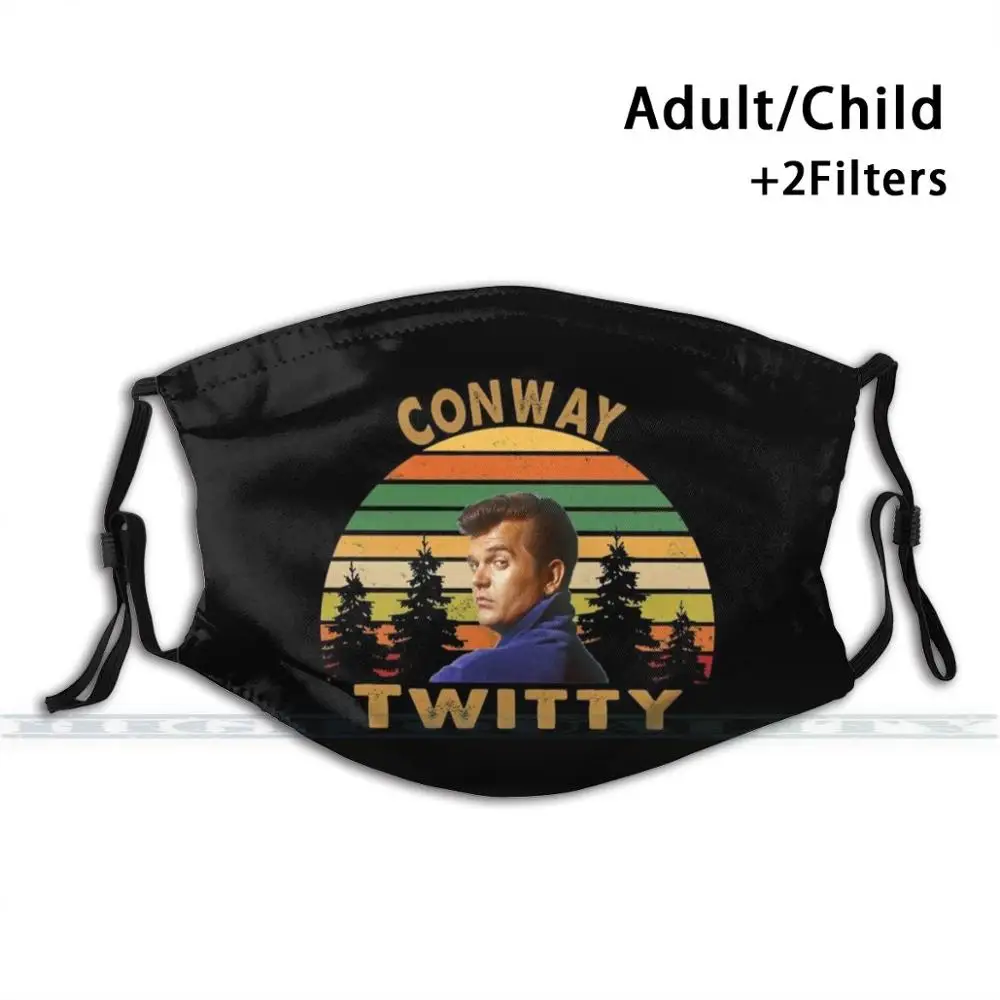 Винтажная многоразовая маска для рта с 3D-принтом Conway Twitty моющаяся фильтром