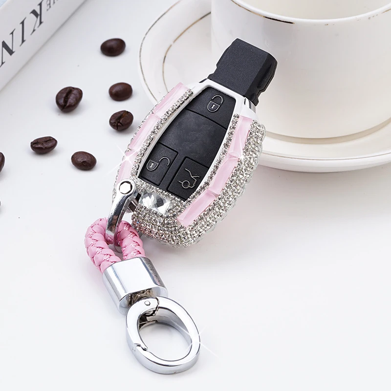 

High quality Diamond Zinc Alloy Car Key Case Cover Holder For Mercedes Benz W203 W210 W211 W124 W202 W204 AMG CLA Accessories
