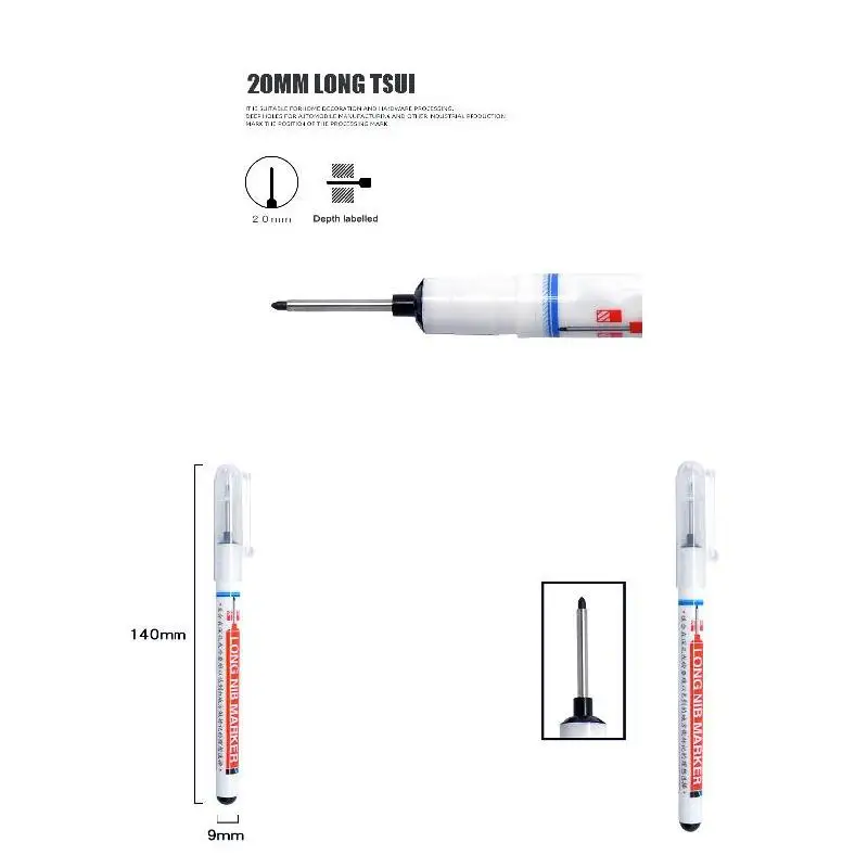 

Long Head Markers Bathroom Woodworking Decoration Multi-purpose Deep Hole Marker Pens MAZI888