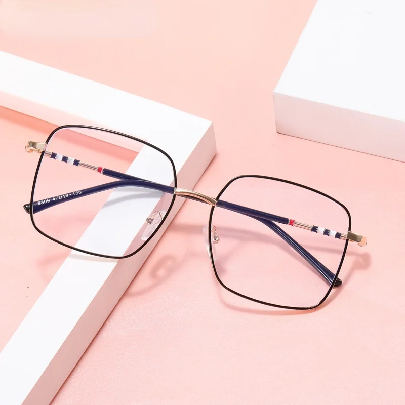 

Модная металлическая квадратная оправа для очков с защитой от синего света, крупные оптические оправы для очков