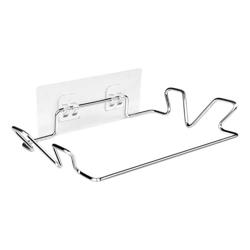 

Wall Mounted Stainless Steel Garbage Bag Holder Adhesive Hanging Trash Rack Multifunctional Towel Hanger Organizer