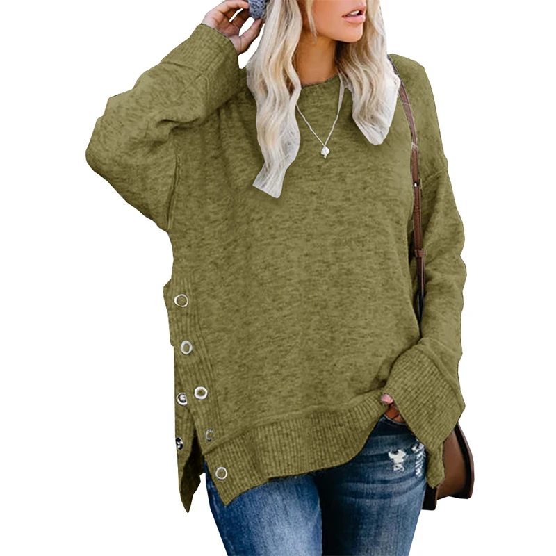 

Black Street Style Oversized Sweaters Women Long Sleeve Plus Size Button O-neck Knitted Jumpers Female Pullovers Winter Clothes