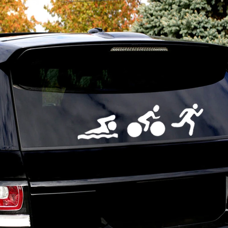 Автомобильная наклейка для триатлона на окно плавания велосипеда бега марафона