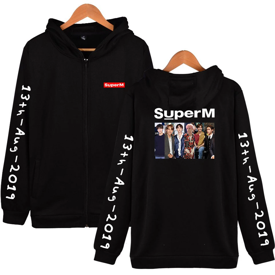 Новая мода k pop SuperM BAEKHYUN KAI Mark LUCAS TEN Taeyong свитшоты на молнии с капюшоном женские