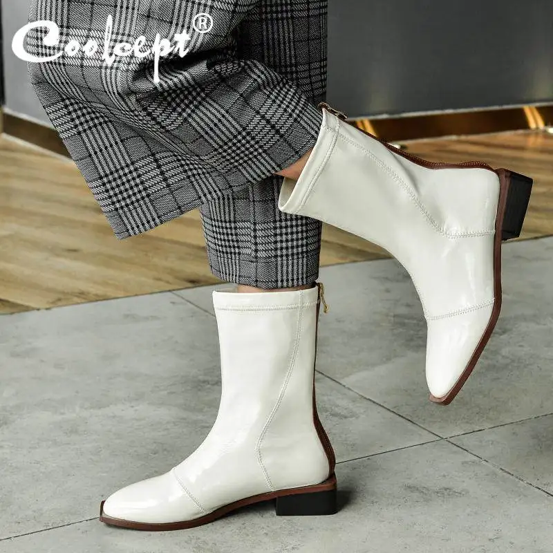 Coolcept/женские сапоги до середины икры Обувь из натуральной кожи на плоской