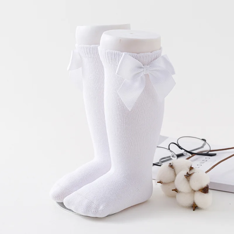 

Baby Infants Kids Toddlers Girls Princess Knee High Socks Tights Leg Warmer Bow Solid Cotton Stretch Cute 0-7Y Children's Socks