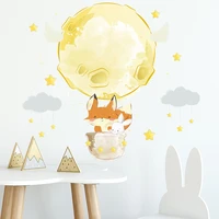 fox bunny planet clouds stars self adhesive childrens wall stickers bedroom entrance wall wallpaper