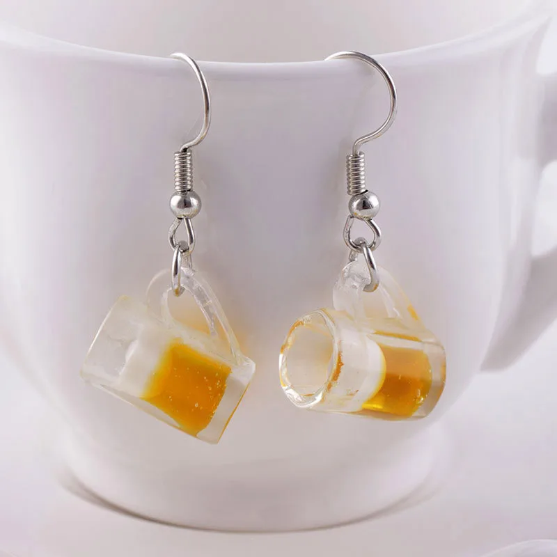 Креативные простые трехмерные серьги в виде пивной кружки модные корейские