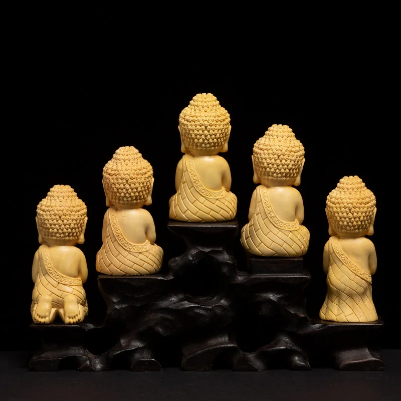 Статуя маленького Будды 7 8 см Shakyamuni Boxwood статуя фэн шуй скульптура ремесла