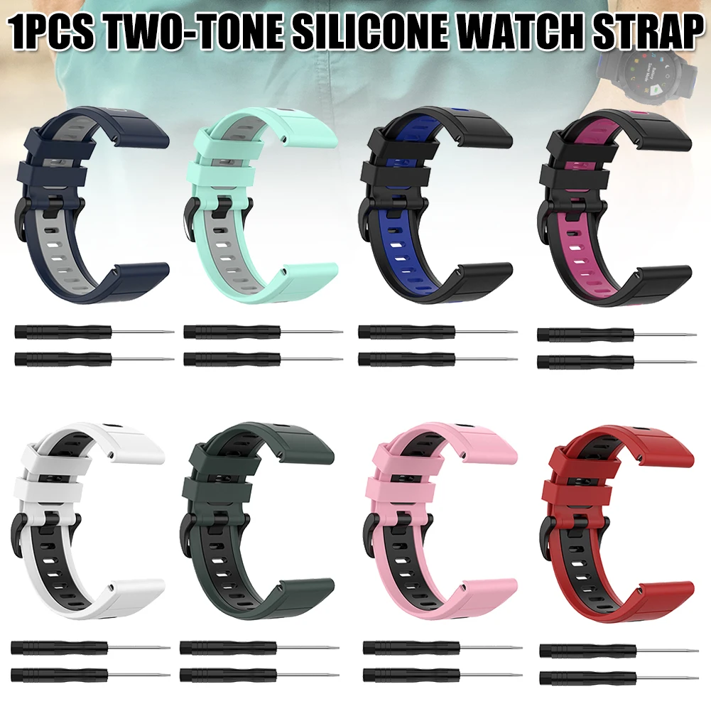 

Silicone Quick Release 2 Color Strap With 2 Screwdrivers Comfortable Smartwatch Band Accessories for Men Women EM88