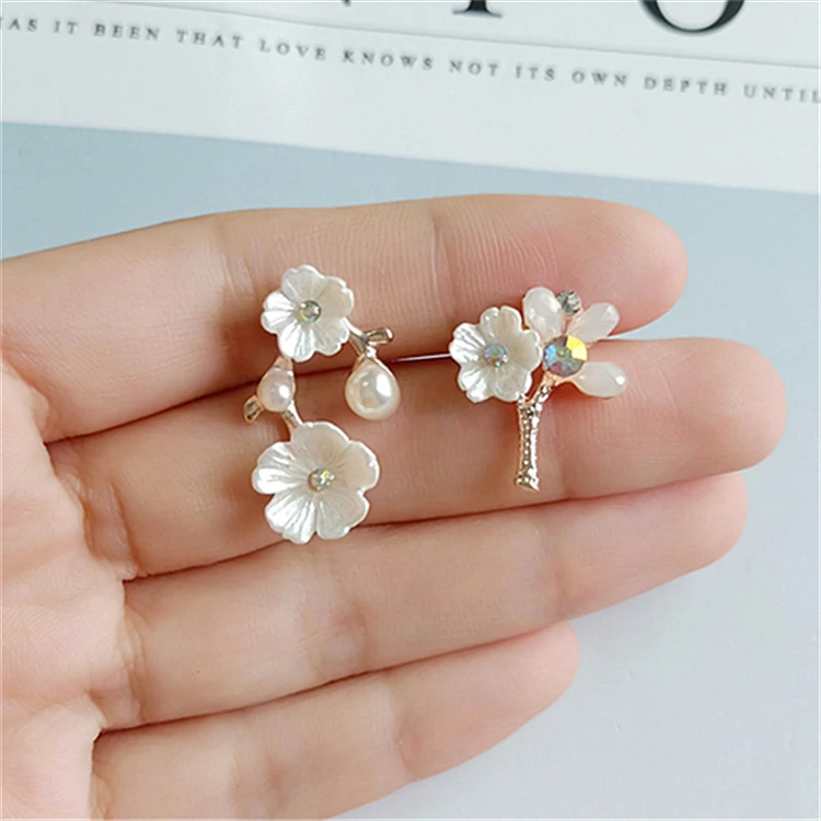 

10pcs Colorful diamond pearl flowers branches alloy hair accessories clothing DIY handmade camellia Jewelry accessori
