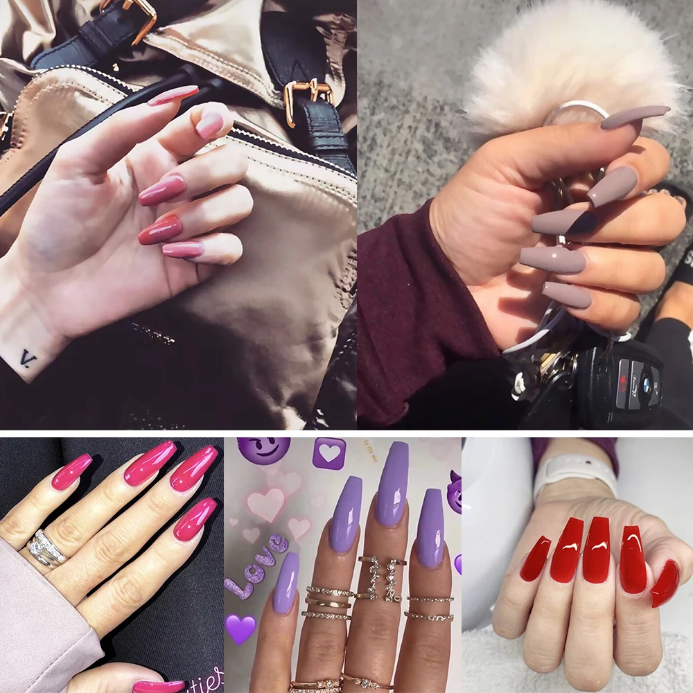 24 шт. Длинные накладные ногти с клеем стикер камея