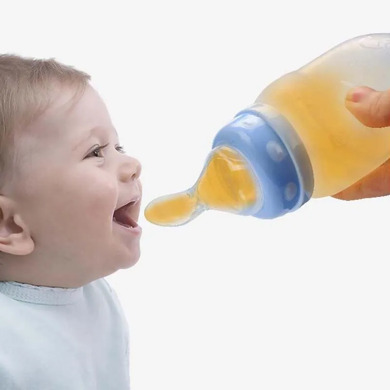 180 мл пластиковые бутылки младенца Кормление Ложка силиконовая бутылочка для