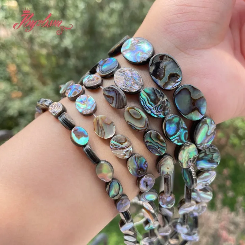 Nautral Multicolor oval Abalone Shell 6x8/10x14/12x16mm Loose Stone Beads For DIY Necklace Bracelet Jewelry Making Strand 15