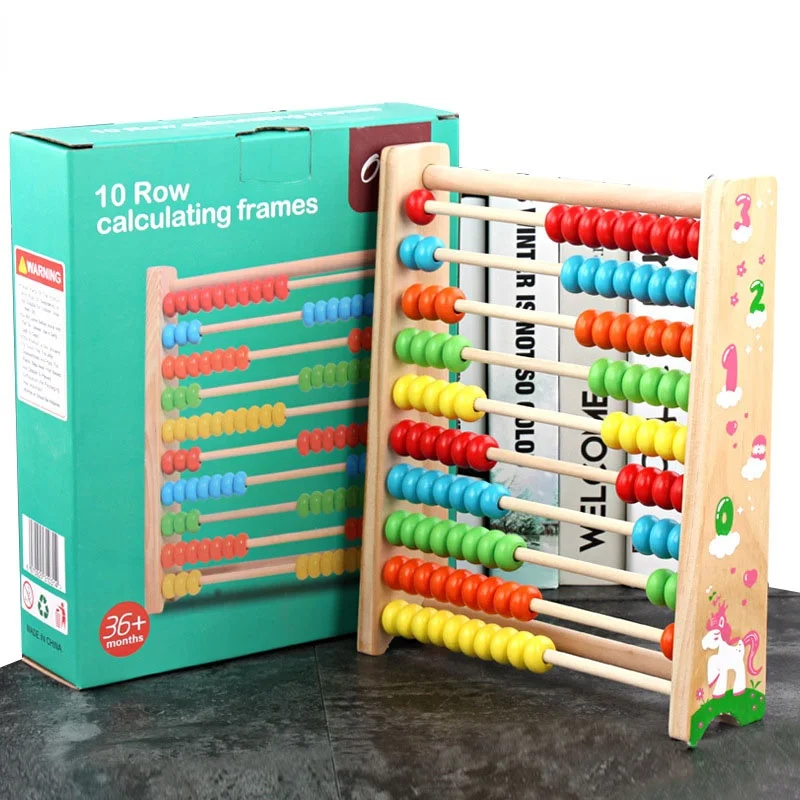 

10 Row Calculating Frame Math Toys For Children Wooden Colorful Bead Counting Arithmetic Mathematical Baby Early Educational Toy