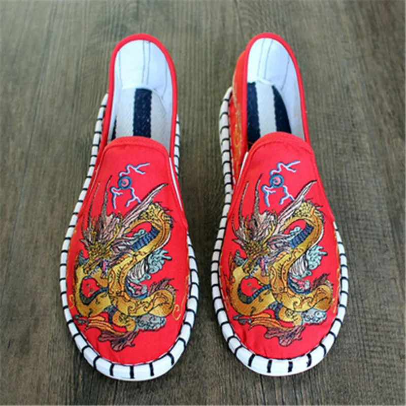 Эспадрильи мужские на плоской подошве холщовые туфли с вышивкой лоферы