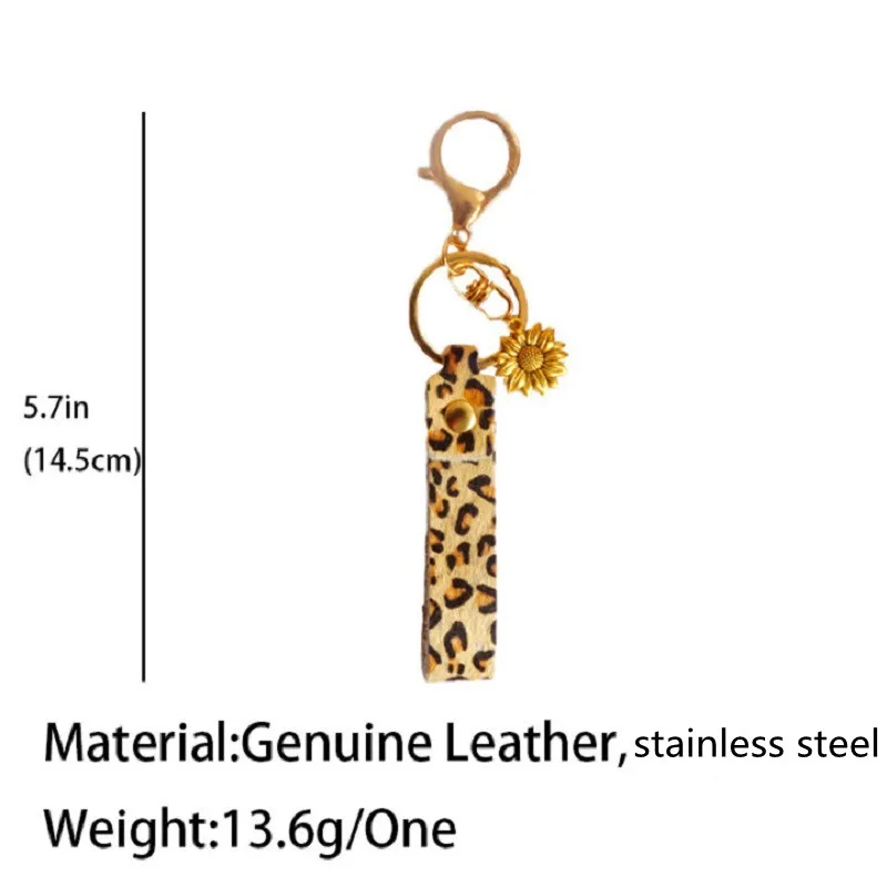 

Stainless Steel Leather Leopard Keychains Bag Pendant Keyholder Car Key Chains Sunflowers Keyrings Trendy Jewelry Accessory Gift