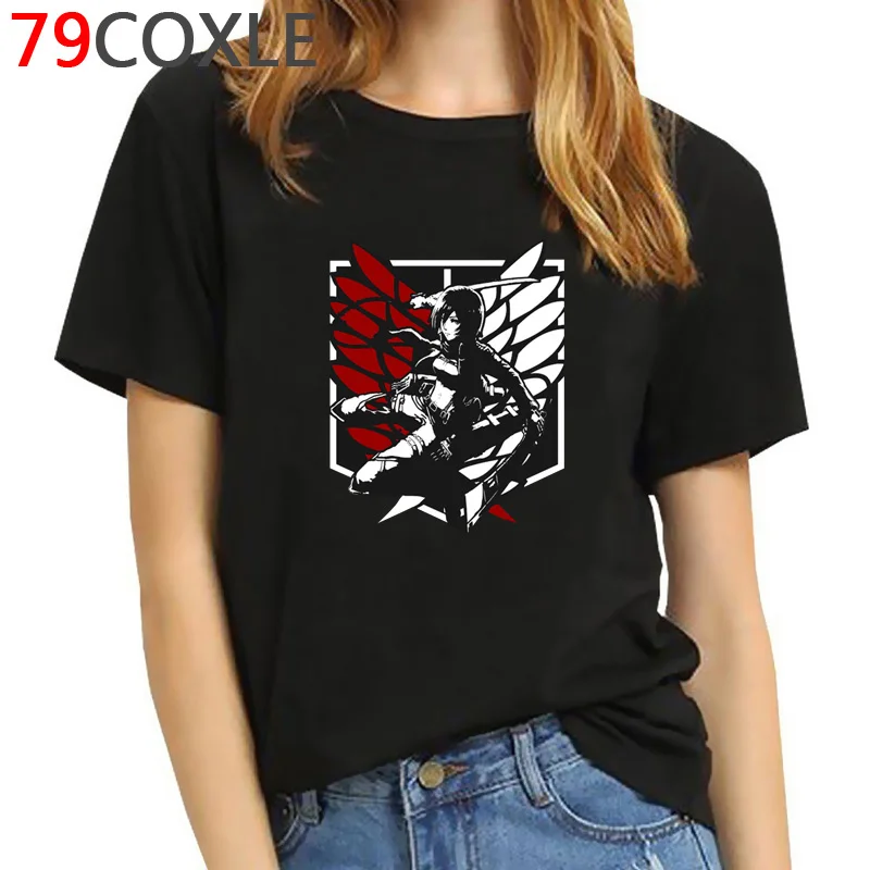 Футболка женская с рисунком из японского аниме атака на Титанов уличная одежда в