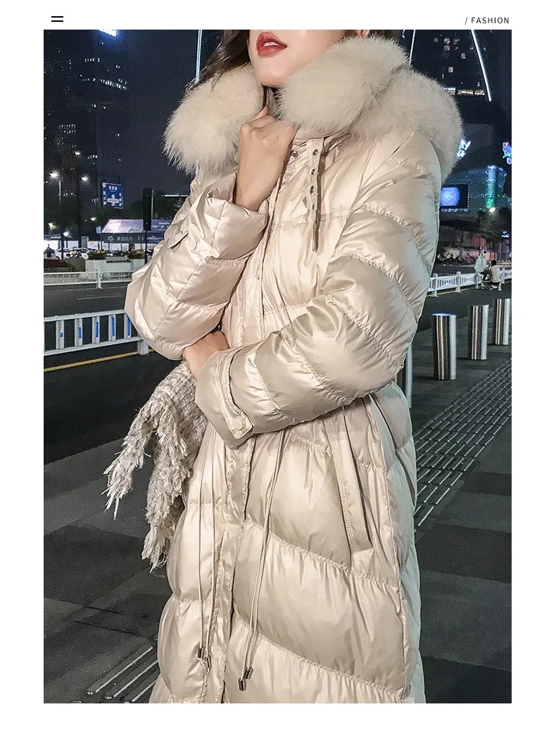 Модное пальто с капюшоном и меховым воротником, женский пуховик X-long, новое тонкое пальто, Женское зимнее теплое пуховое пальто, женская верхняя одежда WM31
