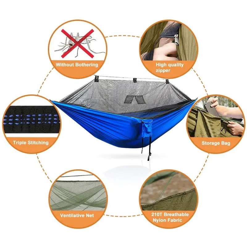 Туристический гамак подвесная кровать из парашюта сетка от комаров сверхлегкая