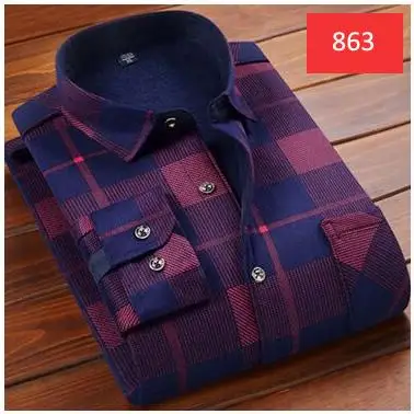 С добавлением шерсти мужская клетчатая рубашка на пуговицах нагрудный карман