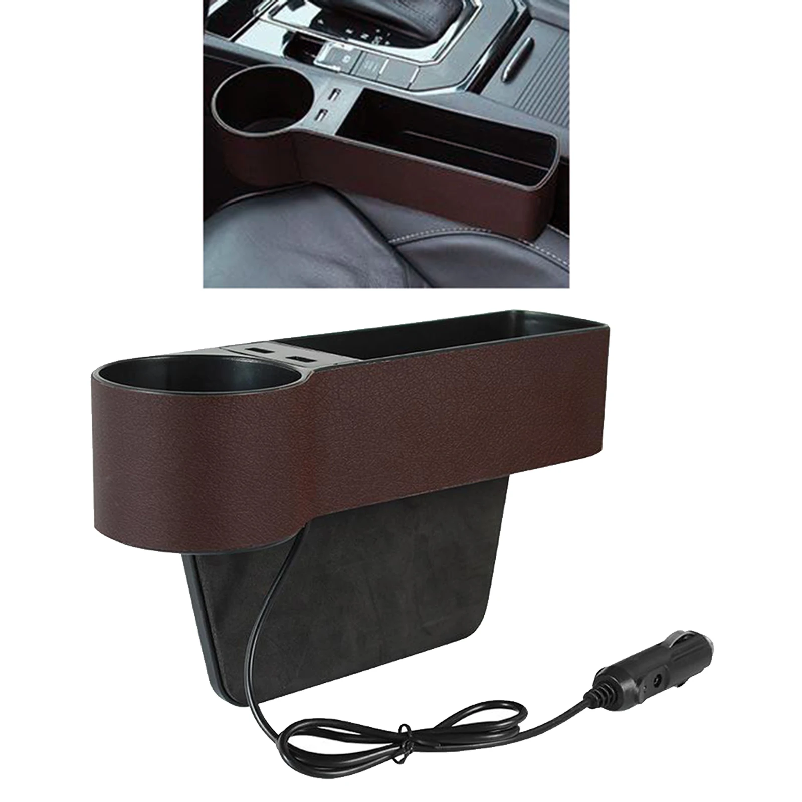 

Car Seat Crevice Storage Organizer Seat Gap Pocket Organizer with 2 USB Charging Ports for Automotive Interior Accessories
