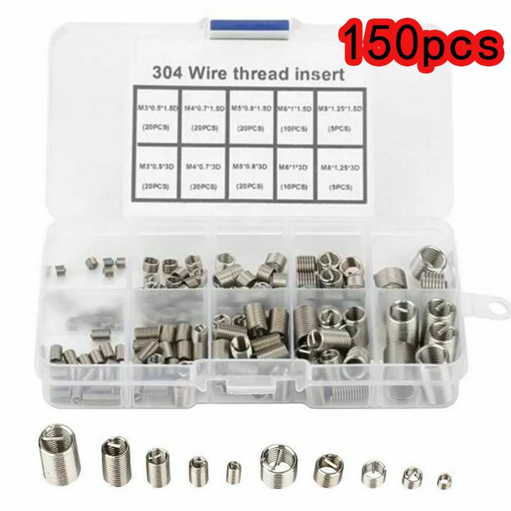 

150Pcs Helicoil Thread Kit 304 Stainless Steel Helicoil Thread Repair Insert Kit M3 M4 M5 M6 M8 Thread Inserts
