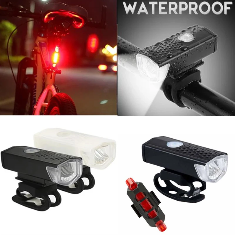 

LED Bicycle Light Waterproof Bike Front Back Rear Taillight USB Charging Cycling Safety Warning Flashlight Bicycle Accessories