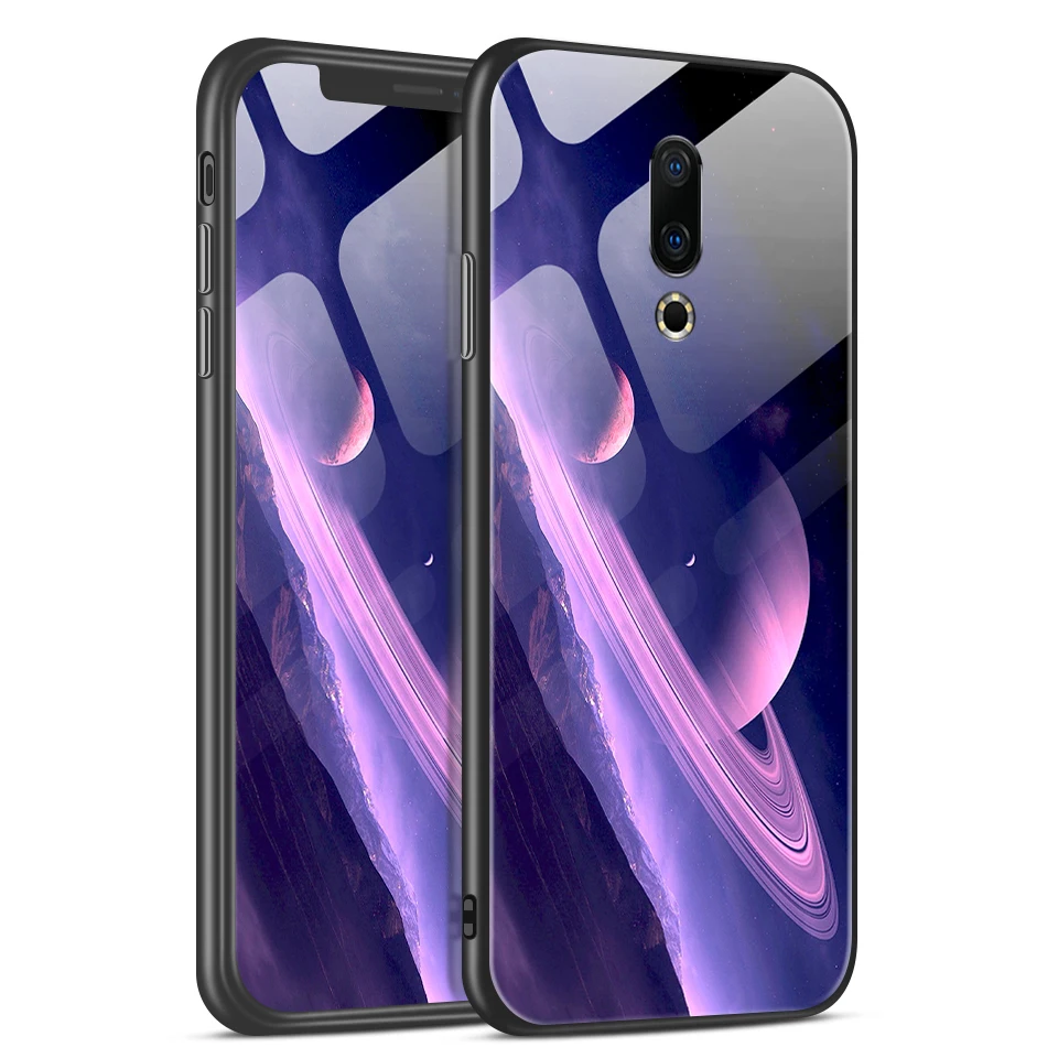 W365 Для Meizu M882Q M892Q M872Q чехол для телефона Meizu M6T звездный узор закаленное стекло Жесткий чехол для Meizu 16Plus 16S 16X TPU оболочка - Цвет: W365