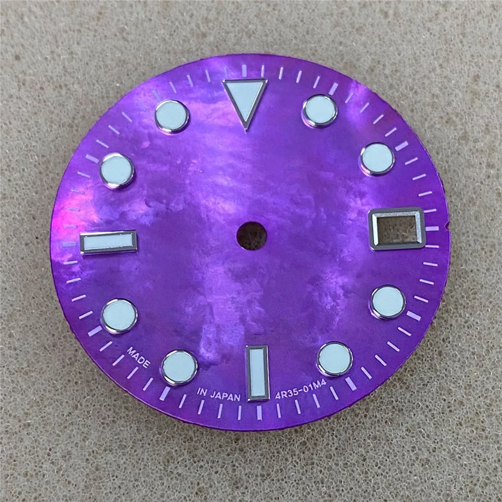 

Purple Watch Dial 29mm Green Luminous Modified Dial for NH35 Movement Accessory