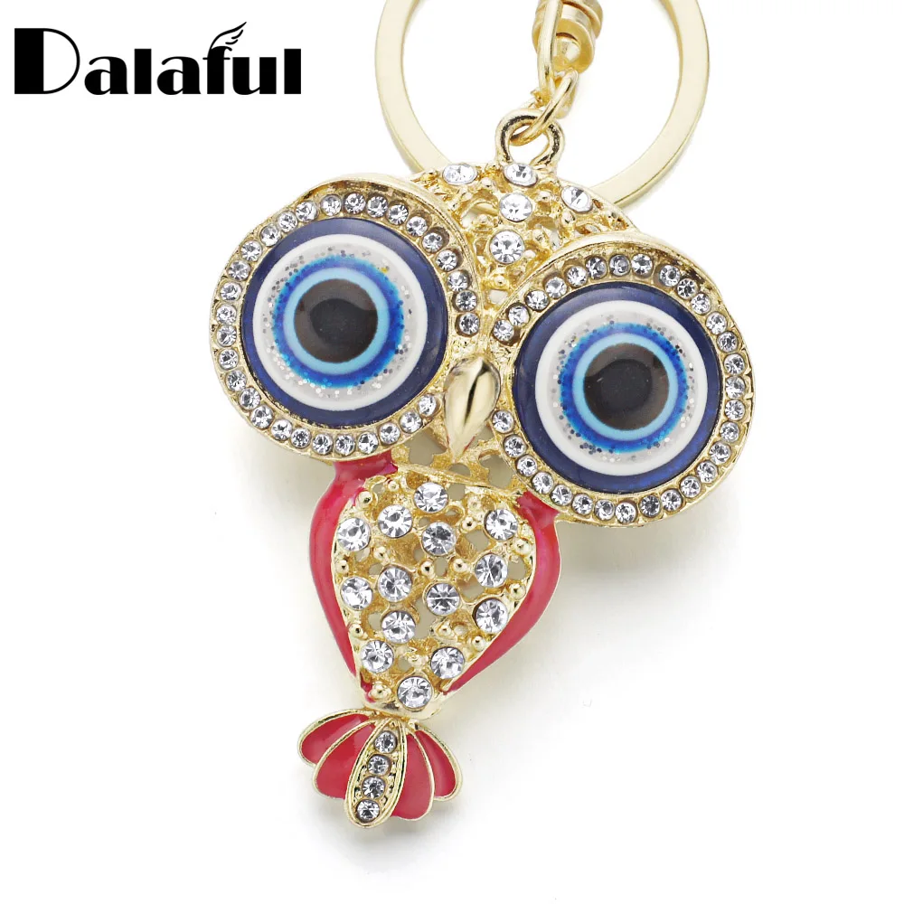 Dalaful большой фарфоровый глаз Сова Стразы Кристалл Брелки Брелоки Подвеска