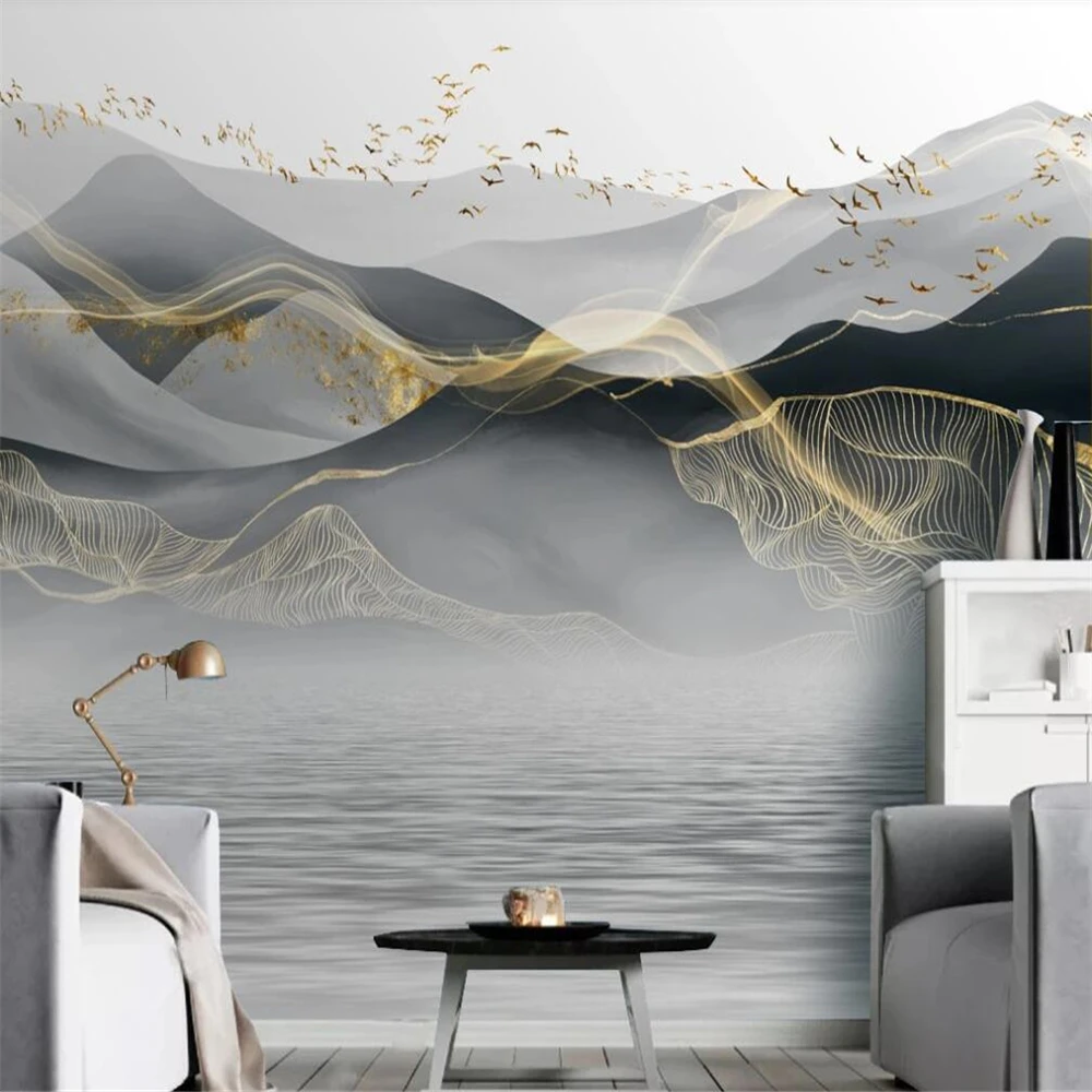 Объемные обои на заказ Настенная роспись с современсветильник светом роскошные