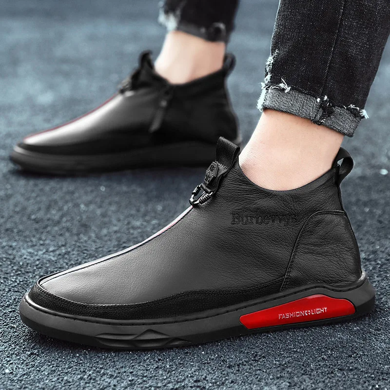 

2021 New Handmade Boots Men's Casual Leather Shoes Vintage Chic Edge Zipper Martin Boots Zapatos De Hombre Zapatos De Hombre
