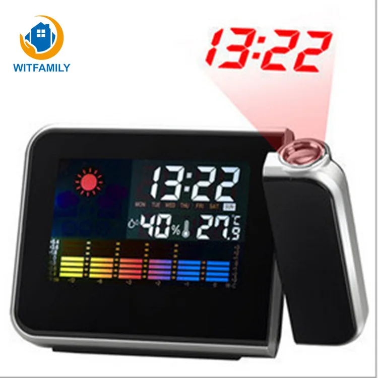 Smart Creative Silent Mirror Projection Clock Display Temperature and Humidity Snooze Multi-function LED Alarm | Дом и сад