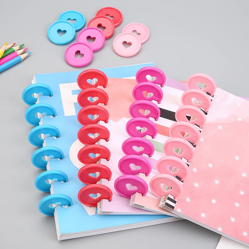 

12pcs Colourful 24mm Mushroom Hole Binding Disc Buckle Heart Discbound Ring Binder Notepad Binding Loose Leaf Planner Diary Book