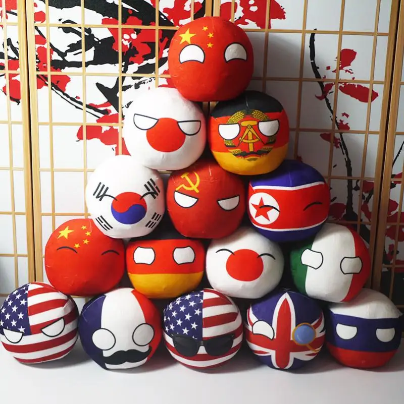 Polandball-muñeco de peluche con colgante de 9-20cm, peluche de Countryball URSS, Estados Unidos, Francia, Rusia, Reino Unido, Japón, Alemania, CANANDA, Italia, país, Reino de España,Bola de juguete