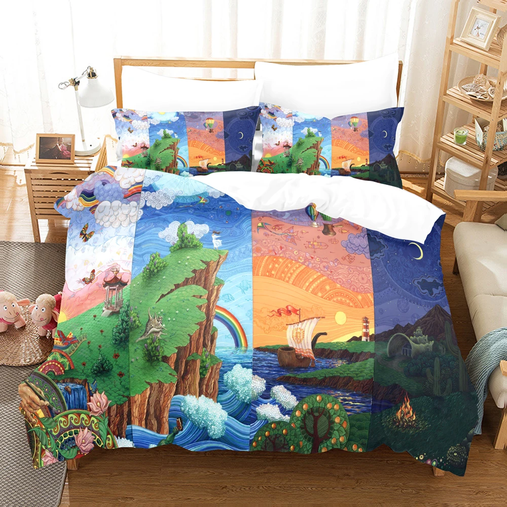 

Комплект постельного белья с мультяшным рисунком, пододеяльником и паром