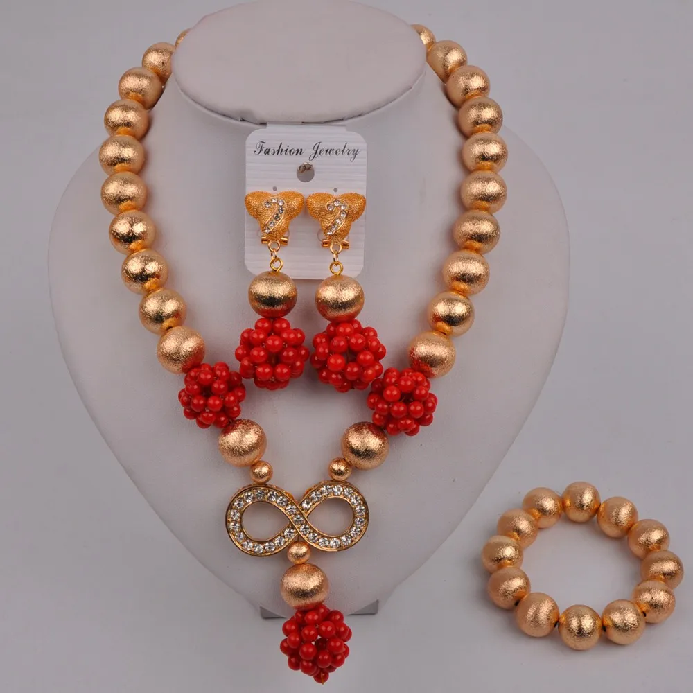 Африканский Дубай золотой красный коралловый комплект ювелирных изделий