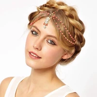 fashion pearl beaded crystal charms 3 strands womens head bands bridal crown hair accessories jewelry