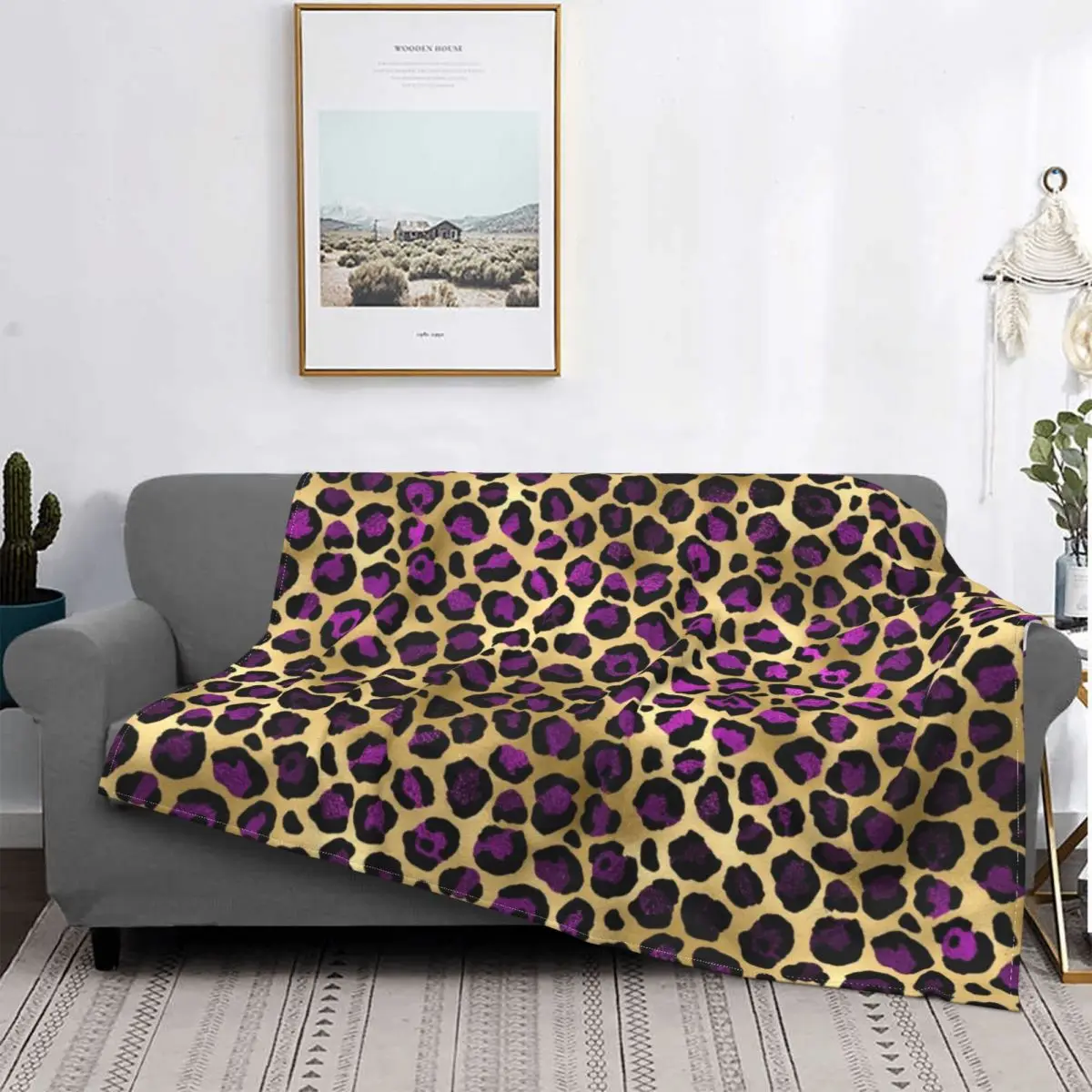 

Manta de terciopelo con estampado de leopardo para sofá y cama, suave y cálida de franela mantas de lana, de felpa con puntos sa