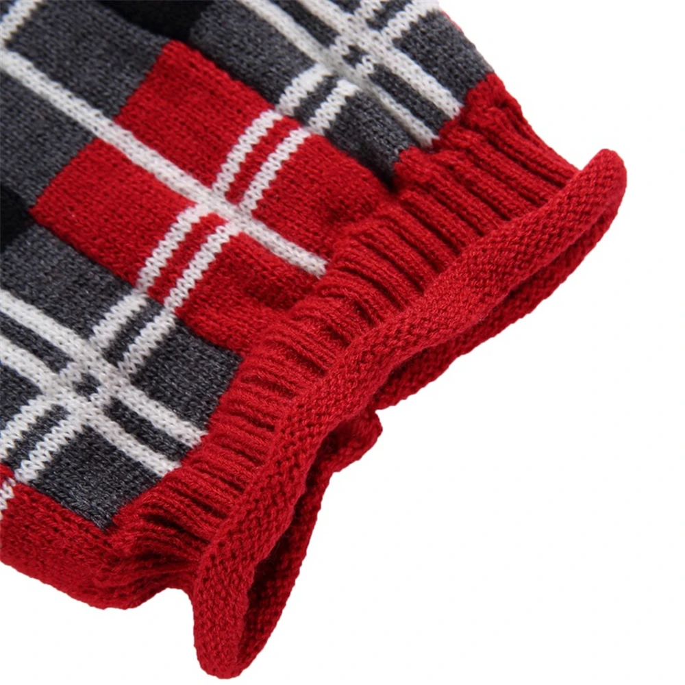 Вязаный свитер для щенка собаки кошки теплые зимние классические клетчатые