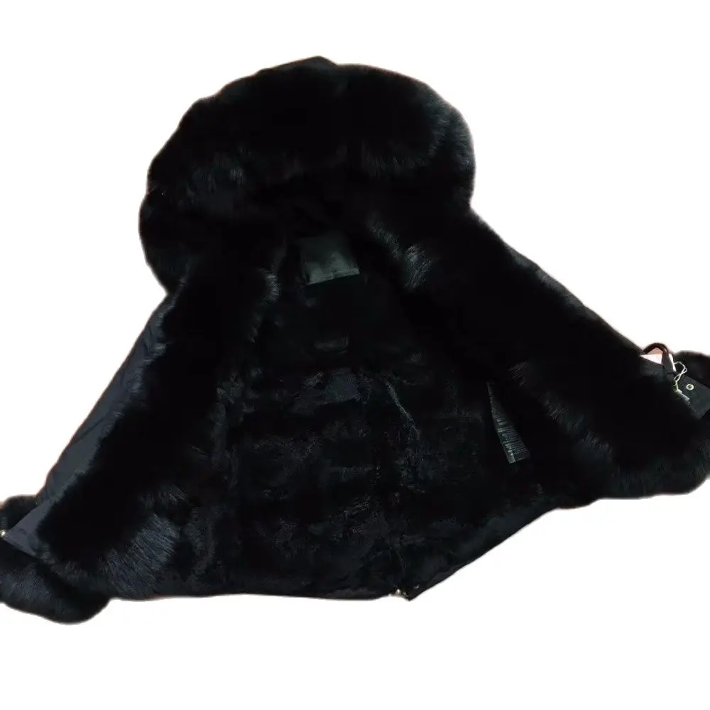 Большие размеры зимние парки из натурального енота черная мини куртка с