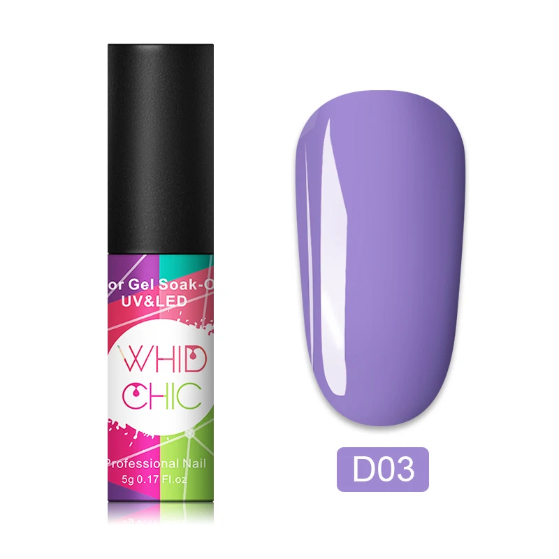 D03 WHID CHIC 1 бутылка 5 мл Блестящий цветной Гель-лак для ногтей Блестящие Блестки долговечный впитывающий УФ-гель для ногтей для самостоятельного дизайна ногтей - Цвет: D03