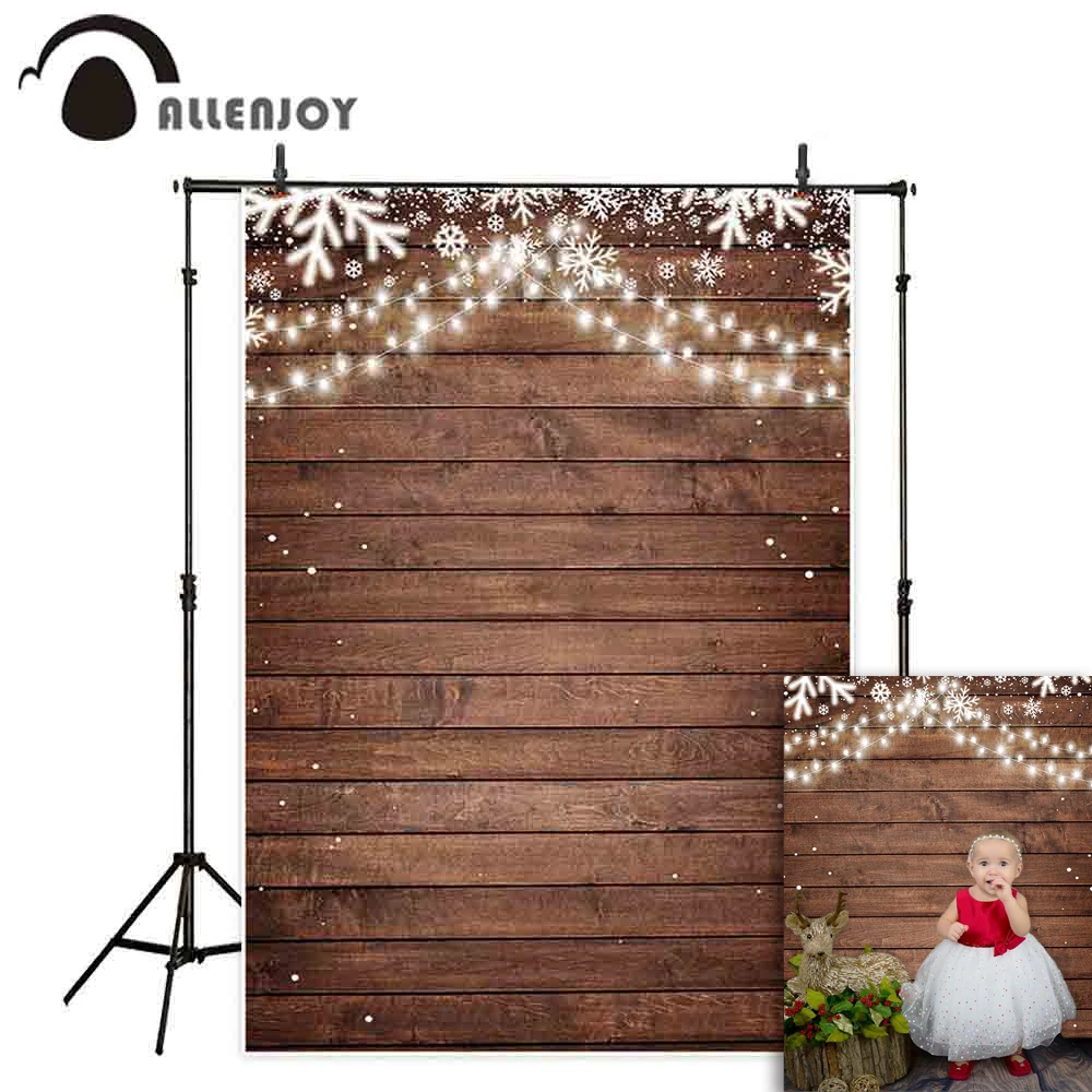

Allenjoy Рождественские фоны для фотографии коричневая деревянная настенная доска Снежинка свет Зимняя Страна Чудес фото фон Фотофон