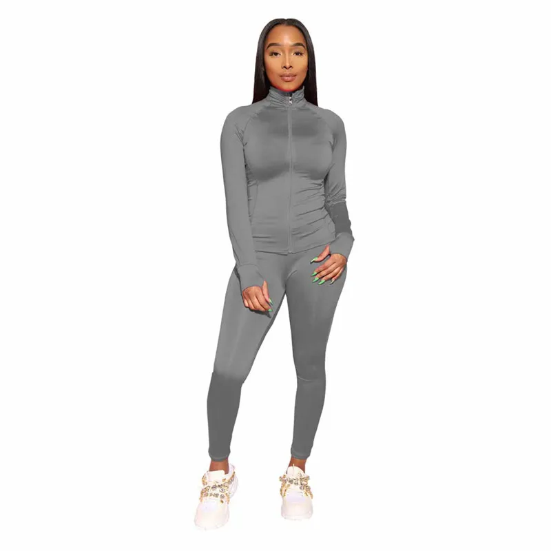 

Two Piece Outfits for Women Joggers Sweat Suits Winter Clothes Sexy Tight Zipper Top Fashion Clothing Wholesale Dropshipping