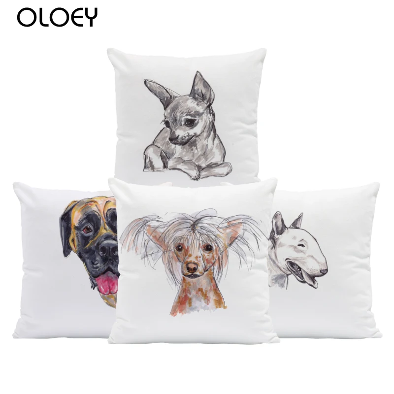 

Greyhound Labrador Cushion Cover Dachshund Pillowcase Poodle Bull Terrier Chic Car Nap Mat Dog Throw Pillows 45*45 Velvet Photo