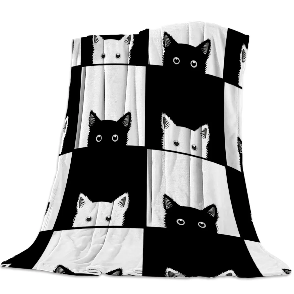 

Geometic Schwarz Weiß Katze Decke Unisex Kinder Schlafgemach Couch Bettdecke Wirft Abdeckung Durable Warme Gemütliche Bettdecke
