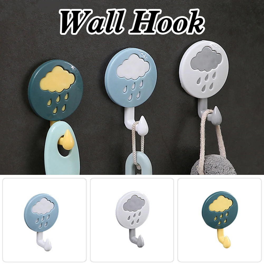 

3pcs Cute Cloud Shape Wall Hooks Hanger Self Adhesive Hooks Clothes Bags Hats Key Decor Home Kitchen Bathroom Accessories