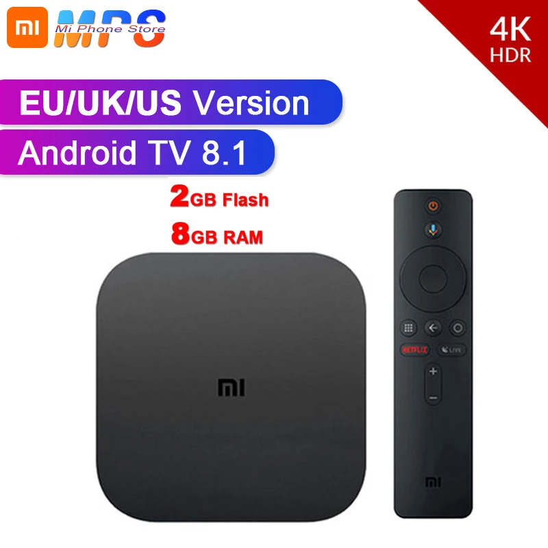 Оригинальный Глобальный ТВ бокс Xiaomi Mi S 4K HDR Android TV 8 1 Ultra HD 2G 8G WIFI Google Cast Netflix IPTV