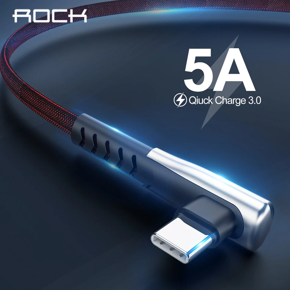 ROCK 5A usb type C кабель для быстрой зарядки и передачи данных type-C USB зарядное устройство для huawei P30 P20 mate 20 Pro Телефон Supercharge Quick Charge 3,0